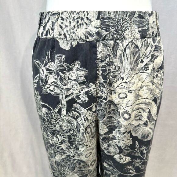 Ann Taylor Loft gray and white wide leg cropped botanic fluid pants size LP - Picture 5 of 9